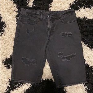black ripped jean shorts